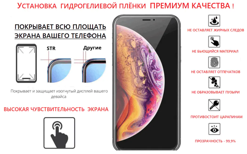 Гидрогелевая плёнка на смартфоне